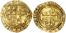 s/d. Juana y Carlos. Toledo. . 1 escudo. (Cal. 62). 3,36 g. Buen ejemplar. Escasa. MBC+.
