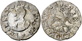 1552. Carlos I. Messina. MA. 1 tari. (Vti. 146) (MIR. 301) (V.Q. 6984, mismo ejemplar). 2,80 g. Escasa. MBC+.