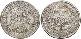 1553. Carlos I. Obispado de Würzburg. 1 taler. (Dav. 9973) (Kr. 20) 28,78 g. Acuñación de Melchor Zobel de Giebelstadt a nombre de Carlos I. Ex Künker...