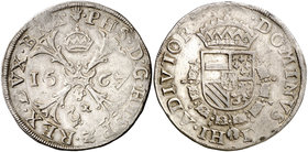 1567. Felipe II. Amberes. 1 escudo borgoña. (Vti. 1304) (Vanhoudt 290.AN). 29,33 g. Atractiva. MBC+.
