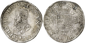 1573. Felipe II. Amberes. 1 escudo felipe. (Vti. 1200) (Vanhoudt 296.AN). 33,70 g. Buen ejemplar. Ex Áureo & Calicó 26/05/2010, nº 248. Escasa así. MB...