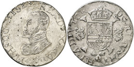 1590. Felipe II. Amberes. 1 escudo felipe. (Vti. 1266) (Vanhoudt 362.AN). 32,92 g. Limpiada. Golpecitos. Bella. Ex Colección Isabel de Trastámara 26/0...