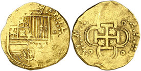 s/d. Felipe II. (Sevilla). . 4 escudos. (Cal. 11). 13,52 g. Acuñación descuidada. MBC-.