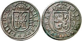 1605. Felipe III. Segovia. 8 maravedís. (Cal. 761). 6,13 g. Atractiva. Ex Colección Manuela Etcheverría. MBC+.