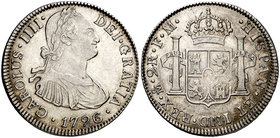 1796. Carlos IV. México. FM. 2 reales. (Cal. 990). 6,75 g. Parte de brillo original. Ex Colección Manuela Etcheverría. EBC-.