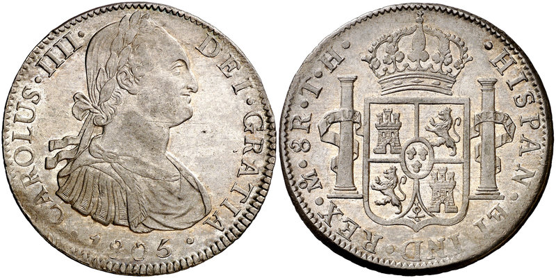 1805. Carlos IV. México. TH. 8 reales. (Cal. 703). 26,95 g. Bella. Brillo origin...