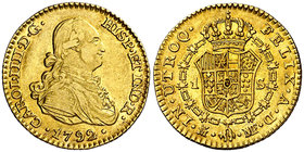 1792. Carlos IV. Madrid. MF. 1 escudo. (Cal. 491). 3,33 g. MBC/MBC+.