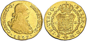 1807. Carlos IV. Madrid. FA. 1 escudo. (Cal. 501). 3,35 g. MBC-/MBC.