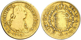 1793. Carlos IV. México. FM. 1 escudo. (Cal. 505). 3,30 g. Rara. BC+.