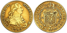 1790. Carlos IV. Madrid. MF. 2 escudos. (Cal. 324). 6,75 g. MBC/MBC+.