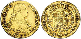 1793/2. Carlos IV. Madrid. MF. 2 escudos. (Cal. 325). 6,64 g. MBC-/MBC.