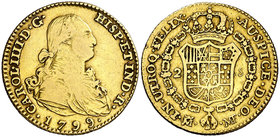1799. Carlos IV. Madrid. MF. 2 escudos. (Cal. 336). 6,66 g. BC+/MBC-.