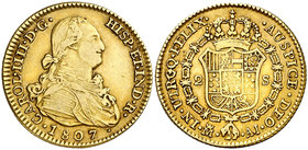 1807. Carlos IV. Madrid. AI. 2 escudos. (Cal. 351). 6,74 g. MBC/MBC+.