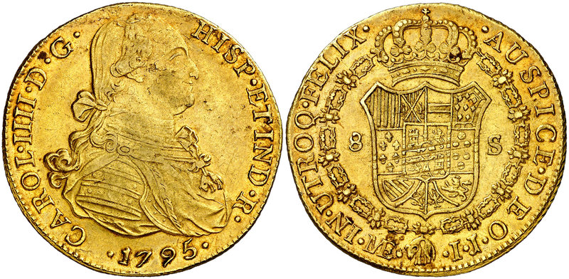 1795. Carlos IV. Lima. IJ. 8 escudos. (Cal. 12) (Cal.Onza 985). 27 g. Con el tra...
