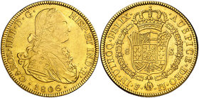 1806. Carlos IV. Potosí. PJ. 8 escudos. (Cal. 113) (Cal.Onza 1106). 26,91 g. MBC/MBC+.