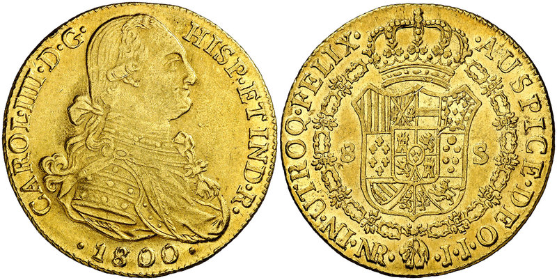 1800/1799. Carlos IV. Santa Fe de Nuevo Reino. JJ. 8 escudos. (Cal. 130) (Cal.On...