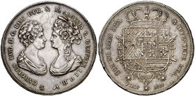 1806. Carlos Luis y María Luisa, Infantes de España. Pisa. 1 escudo francescone. (Vti. 14) (Dav. 155) (Kr. 50.2). 27,33 g. Rara. EBC-.