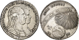 1791. Fernando IV de Nápoles, Infante de España. Nápoles. P/A-P/M. 1 piastra. (Vti. falta) (Dav. 1408) (MIR. 372) (Kr. 213). 27,21 g. Primer período. ...
