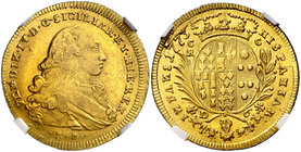 1773. Fernando IV de Nápoles, infante de España. Nápoles. BP/CC·R. 6 ducados. (Vti. 353) (MIR. 357/4). En cápsula de la NGC como MS63, nº 4625259-004....
