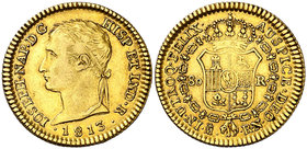 1813. José Napoleón. Madrid. RN. 80 reales. (Cal. 12). 6,75 g. Bonito color. Rara. MBC+.