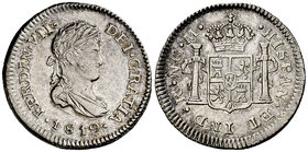 1819. Fernando VII. Guatemala. M. 1/2 real. (Cal. 1292). 1,66 g. Parte de brillo original. Ex Colección Manuela Etcheverría. EBC-.