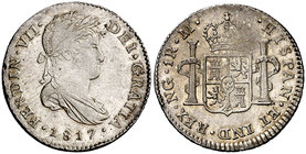 1817. Fernando VII. Guatemala. M. 1 real. (Cal. 1120). 3,41 g. Parte de brillo original. Ex Colección Manuela Etcheverría. EBC.