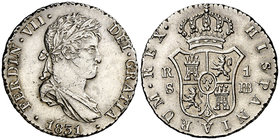 1831. Fernando VII. Sevilla. JB. 1 real. (Cal. 1227). 2,90 g. Bella. Limpiada. Ex Colección Manuela Etcheverría. EBC/EBC+.