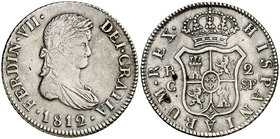 1812. Fernando VII. Catalunya. SF. 2 reales. (Cal. 858). 5,42 g. Ex Colección Manuela Etcheverría. Escasa. MBC+.