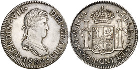 1820. Fernando VII. Guatemala. M. 2 reales. (Cal. 894). 6,69 g. Bella. Brillo original. Ex Colección Manuela Etcheverría. EBC/EBC+.