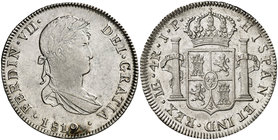1819. Fernando VII. Lima. JP. 4 reales. (Cal. 748). 13,19 g. Bellísima. Brillo original. Ex Áureo & Calicó 15/12/2016, nº 1766. Muy rara así. EBC+....
