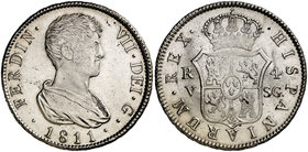 1811. Fernando VII. Valencia. SG. 4 reales. (Cal. 830). 13,42 g. Bella. Brillo original. Ex Colección Manuela Etcheverría. EBC.