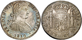 1810/9. Fernando VII. México. HJ. 8 reales. (Cal. 542). 26,94 g. Bella. Preciosa pátina multicolor. Escasa así. EBC.