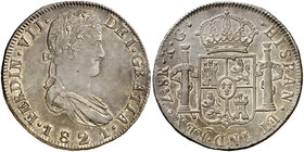 1821. Fernando VII. Zacatecas. RG. 8 reales. (Cal. 697). 27,11 g. Parte de brillo original. Escasa así. EBC/EBC+.