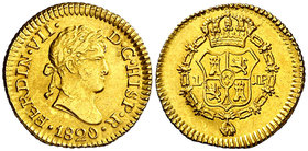1820. Fernando VII. Lima. JP. 1/2 escudo. (Cal. 357). 1,68 g. Bella. Brillo original. Rara y más así. EBC.