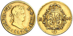 1817. Fernando VII. Madrid. GJ. 1/2 escudo. (Cal. 360). 1,76 g. MBC/MBC+.