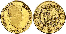 1819. Fernando VII. México. JJ. 1 escudo. (Cal. 304). 3,36 g. Bonito color. Rara. MBC/MBC+.
