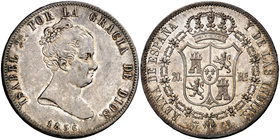 1836. Isabel II. Madrid. CR. 20 reales. (Cal. 161). 27,03 g. Bella. Brillo original. Muy rara así. EBC+.