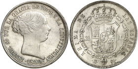 1850. Isabel II. Madrid. CL. 20 reales. (Cal. 170). 25,92 g. Mínimas rayitas. Bellísima. Brillo original. Ex Colección Isabel de Trastámara 29/10/2015...