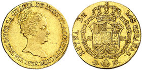 1838. Isabel II. Barcelona. PS. 80 reales. (Cal. 52). 6,77 g. CONSTITUCION. Parte de brillo original. MBC+/EBC-.