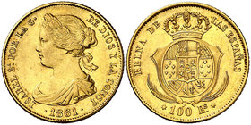 1861. Isabel II. Madrid. 100 reales. (Cal. 26). 8,42 g. Golpecito. EBC-/EBC.