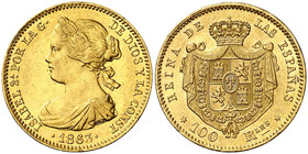 1863. Isabel II. Madrid. 100 reales. (Cal. 28). 8,37 g. Leves marquitas. Bella. Brillo original. EBC+/S/C-.