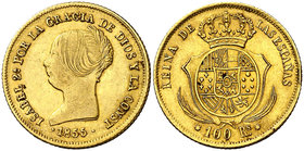 1855. Isabel II. Sevilla. 100 reales. (Cal. 33). 8,35 g. Golpecitos. Bonito color. MBC+.