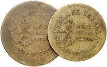 Puebla de Cazalla (Sevilla). 10 y 25 céntimos. (Cal. 15). Serie completa de 2 monedas. Escasa. BC+/MBC.