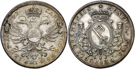 1742. Alemania. Bremen. Carlos III. G-L.C. 1 taler. (Kr. 181) (Dav. 2047). 29,14 g. AG. Dos restos de soldadura. Muy rara. (EBC).