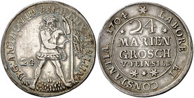 1704. Alemania. Brunswick - Wolfenbuttel. Antonio Ubrich. 24 mariengroschen 2/3 de taler. (Kr. 559). 12,81 g. AG. Bonita pátina. EBC-.