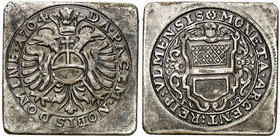 1704. Alemania. Ulm. 1 gulden (1/4 de taler). (Kr. 92). 5,96 g. AG. Acuñación obsidional. Rara. MBC+.