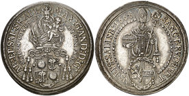 1668. Austria. Salzburgo. Maximiliano Gandolph. 1 taler. (Kr. 190) (Dav. 3508). 28,23 g. AG. Bella pátina. EBC.