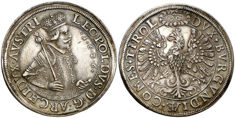 1626. Austria. Leopoldo. 2 taler. (Kr. 609.2) (Dav. 3336). 57,76 g. AG. Bella. R...
