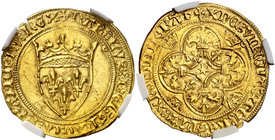 Francia. Carlos VI (1380-1422). 1 écu d'or. (Fr. 291) (D. 369). 3,76 g. AU. En cápsula de la NGC como MS62, nº 4479807-001. Bella. Ex Stack's Bowers 0...
