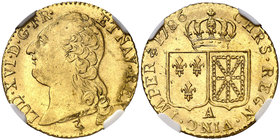 1786. Francia. Luis XVI. A (París). 1 luis d'or. (Fr. 475) (Kr. 591.1). AU. En cápsula de la NGC como MS64, nº 4465077-012. Muy bella. Ex Stack´s Bowe...
